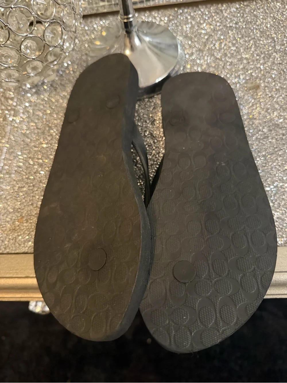 ⚡️Coach Signature Pattern Flip Flops with Black Straps Size 7